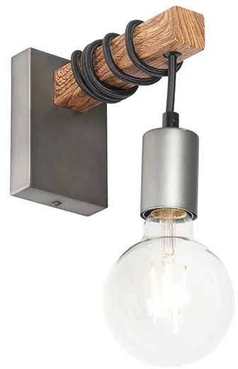 Industrialna lampa ścienna stalowa z brązowym - GallowPrzemysłowy Oswietlenie wewnetrzne
