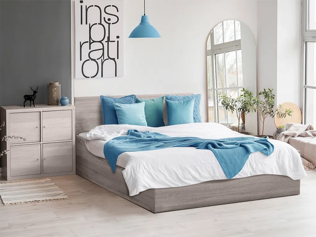 Łóżko SOFIA 90 x 200 cm, dąb truflowy Stelaż: Ze stelażem listwowym rolowanym elastycznym, Materac: Bez materaca