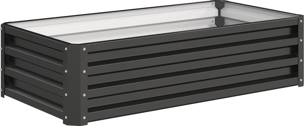 Outsunny Podwyższona Grządka Odporna na Warunki Atmosferyczne z Ocynkowanej Stali z Otwartą Podłogą 120x60x30.5cm Szara | Aosom PL