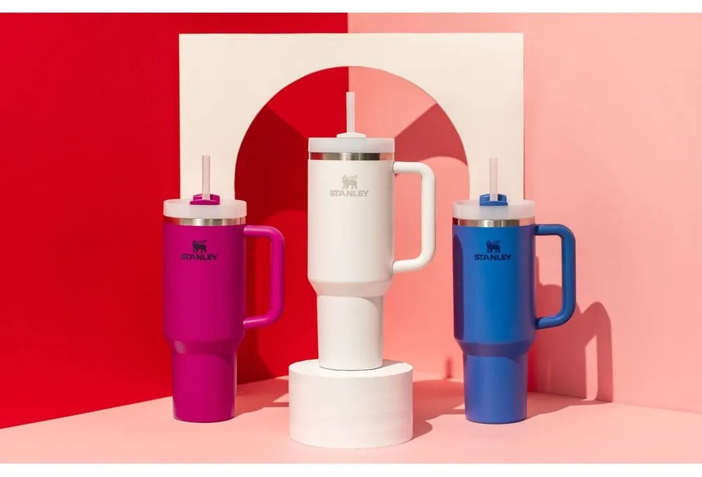 Biały termos ze słomką ze stali nierdzewnej 1,18 l Quencher H2.0 FlowState Tumbler Frost – Stanley