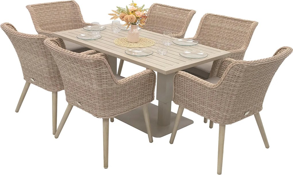 Zestaw ogrodowy rattanowy MALIBU 1+6 (cappuccino)