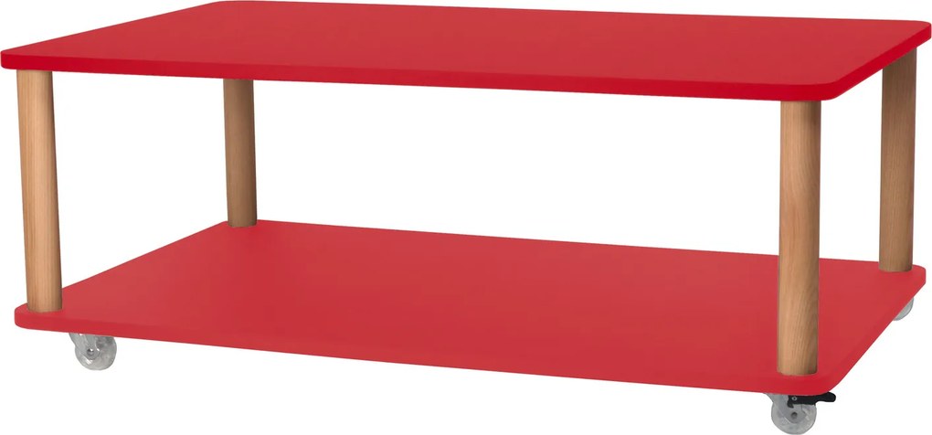 Prostokątny stolik kawowy na kółkach Ashme z kolorowym blatem 105x64 cm
