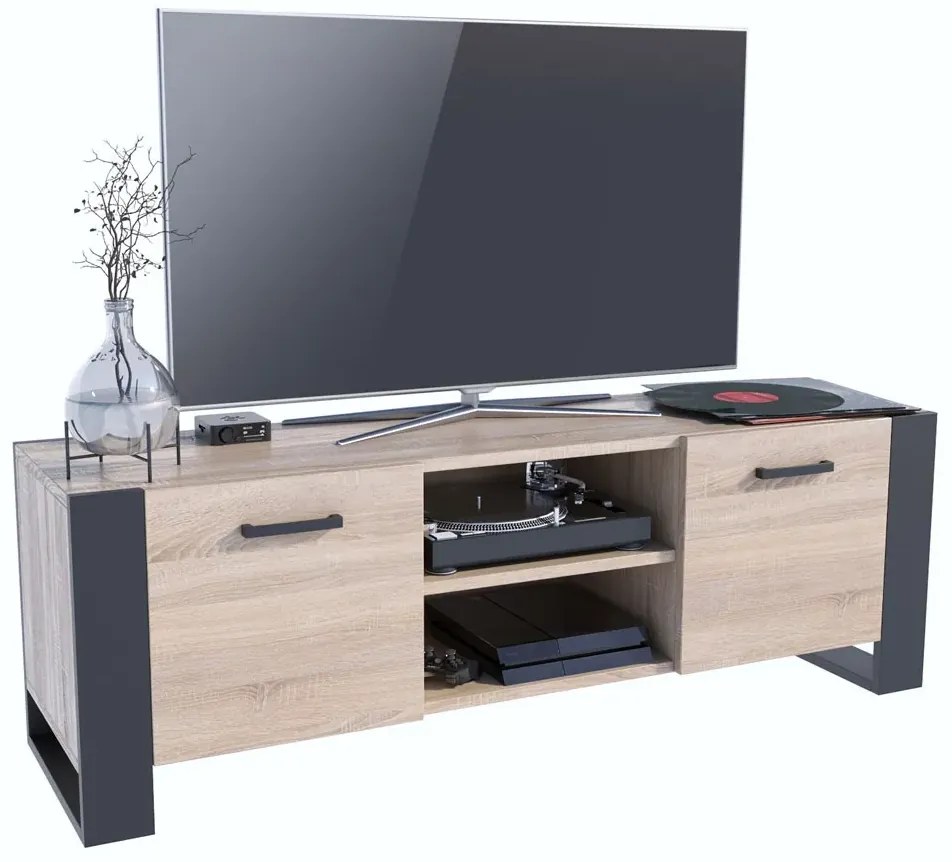 Industrialna szafka pod telewizor dąb sonoma 150 cm - Sonea