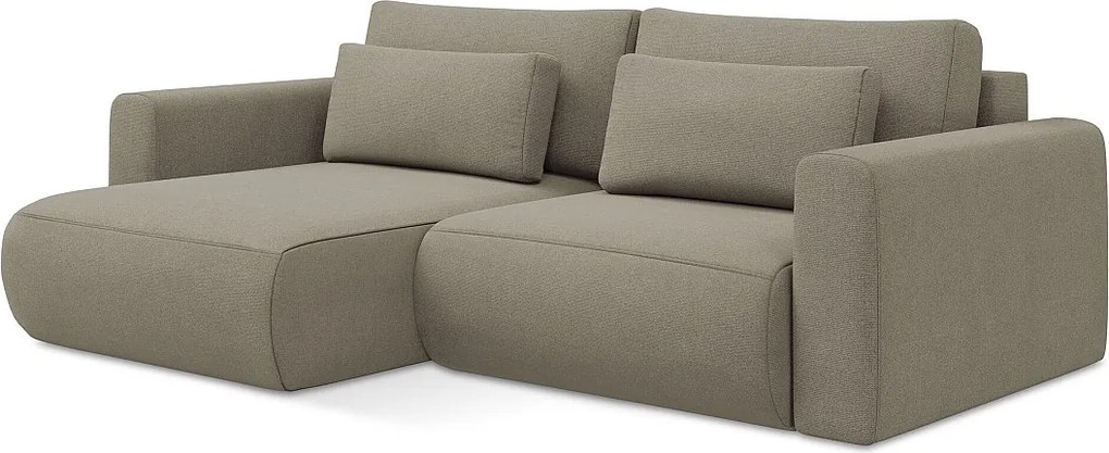 Narożnik lewostronny z funkcją spania - z tkaniny strukturalnej - ciemny beż - KAPUA