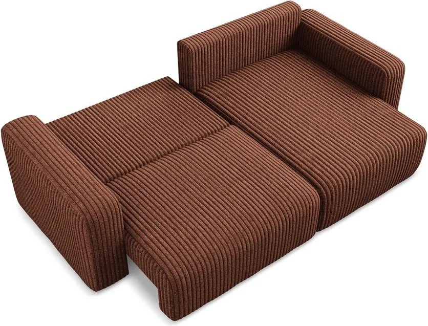 Sztruksowy rozkładany/ze schowkiem narożnik (prawostronny/z szezlongiem) w kolorze terakoty Kona – Makamii