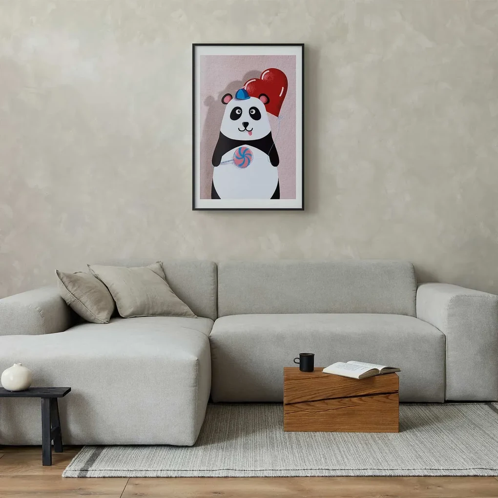 Plakat Panda z balonikiem 40x60 cm z ramą czarną z marginesem ARTGEIST B