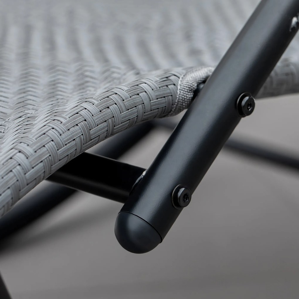 Outsunny Fotel Bujany Ogrodowy Siatka Metal Szary 61x160x79cm Komfortowy i Stylowy | Aosom PL