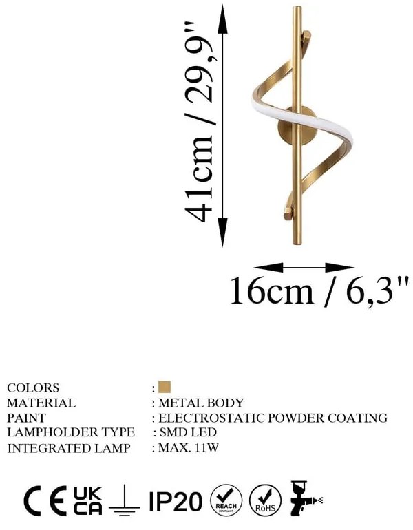 Kinkiet LED w kolorze mosiądzu Likma – Opviq lights