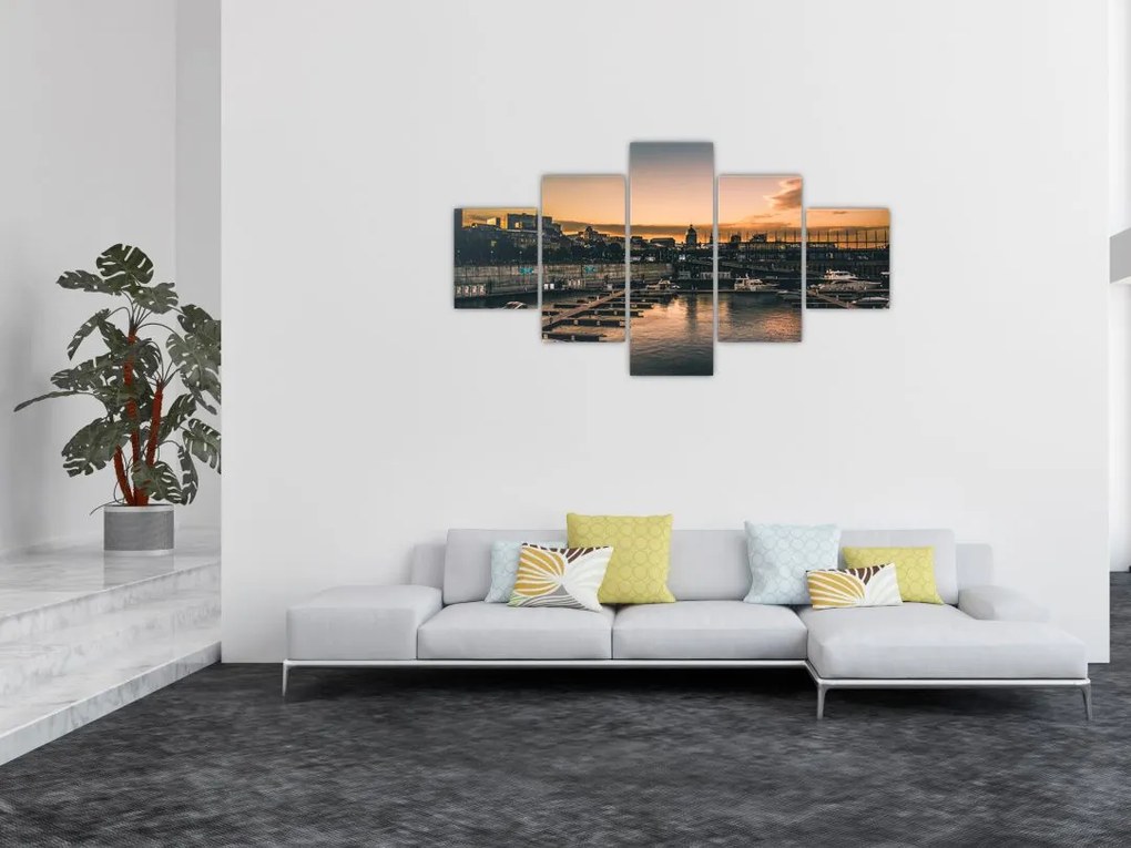 Obraz - miasto portowe (125x70 cm)