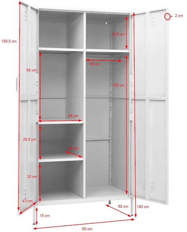 Stalowa szafa gospodarcza dwudrzwiowa antracyt C7-G10
