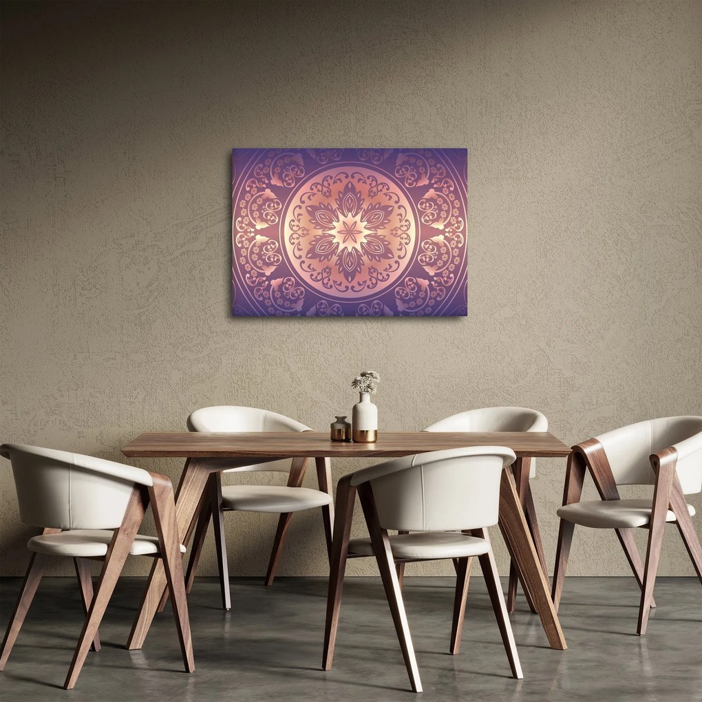 Obraz - Mandala na fioletowym gradiencie (70x50 cm)