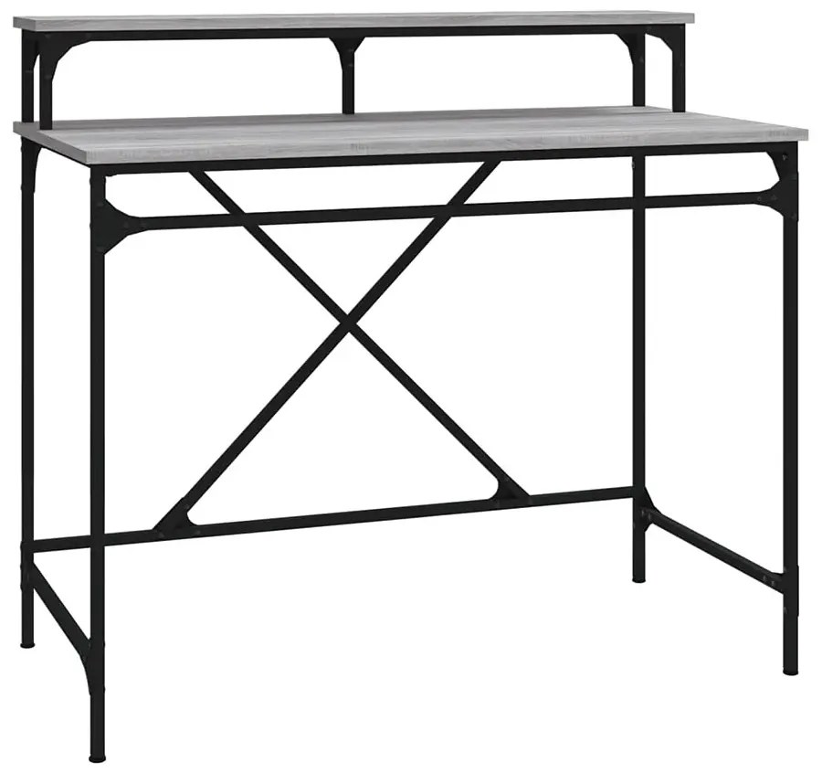Biurko z metalowym stelażem industrialne 100 cm szary dąb - Unida