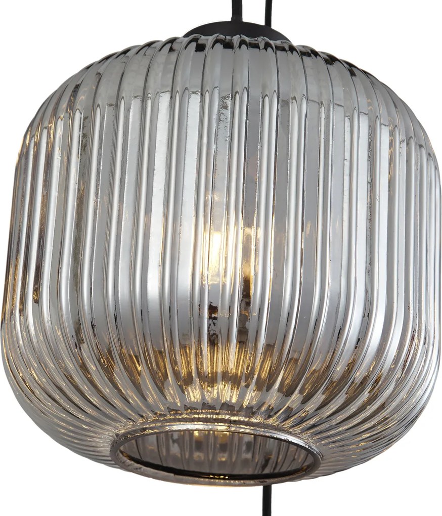 Inteligentna lampa wisząca czarna z przydymionym szkłem, 6-punktowa, z WiFi A60 - Ana