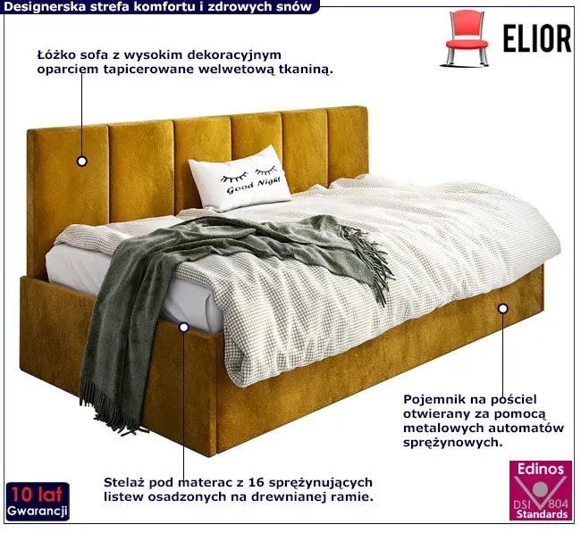 Musztardowy tapczan z pojemnikiem W1-B63