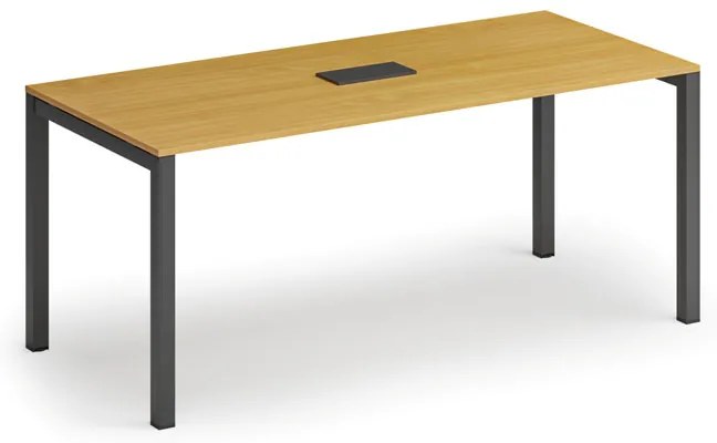Stół konferencyjny PRIMO SQUARE, 180x80 cm, buk + port blatowy TYP III, czarny