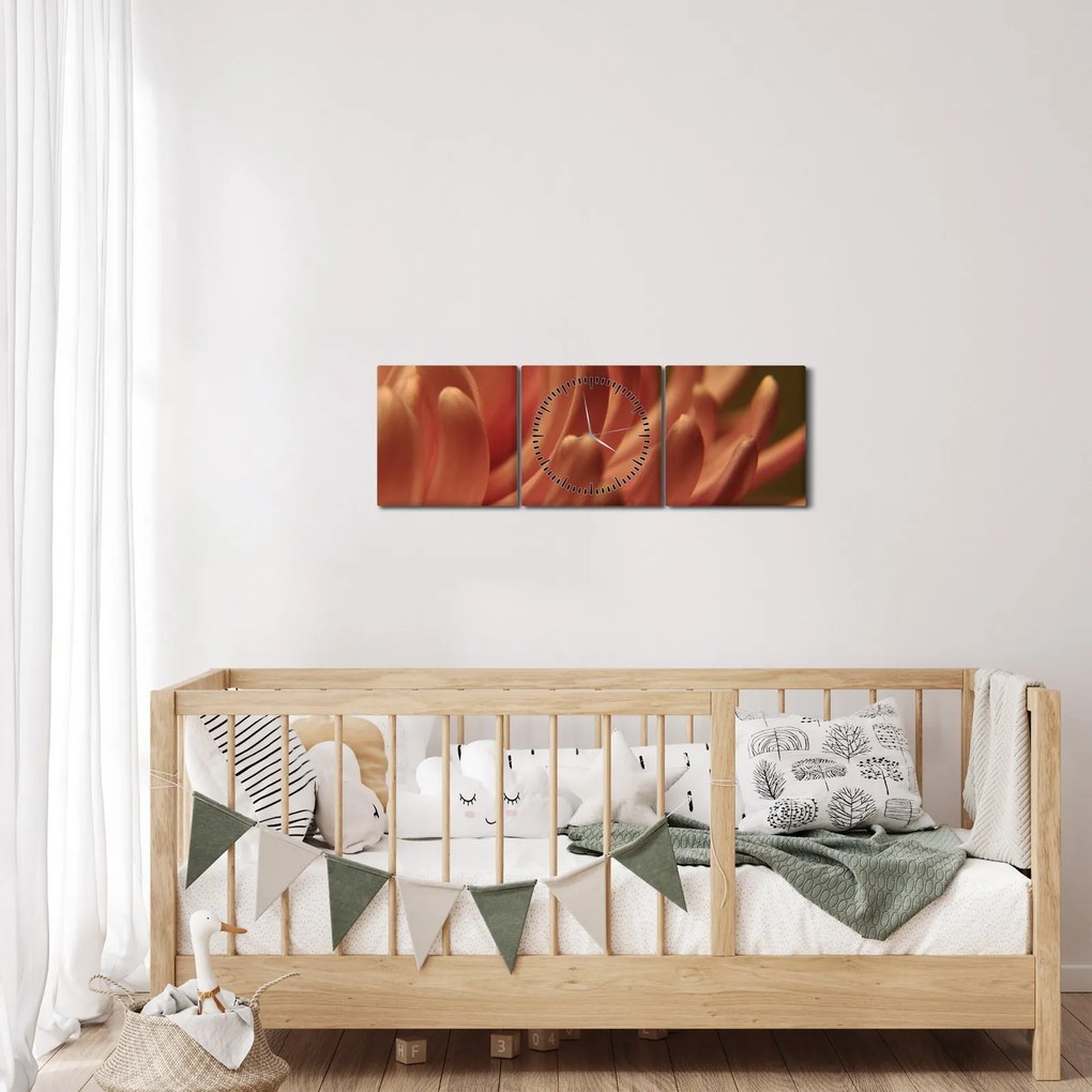 Obraz szczegółów kwiatu (z zegarem) (90x30 cm)