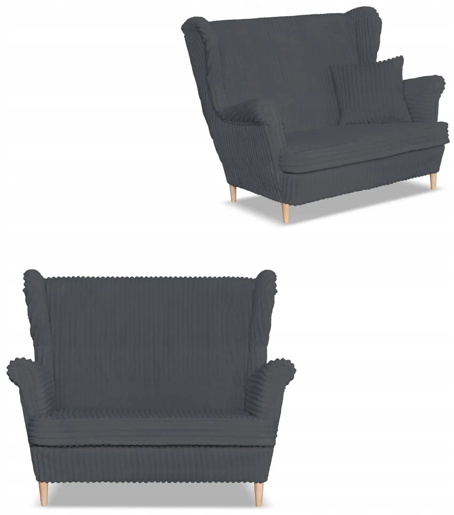 Sofa kanapa uszak Rene Estella skandynawska Family Meble c. szara sztruks