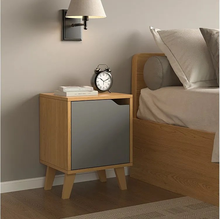 Stolik nocny dąb/antracyt 34.5x32x47 malu