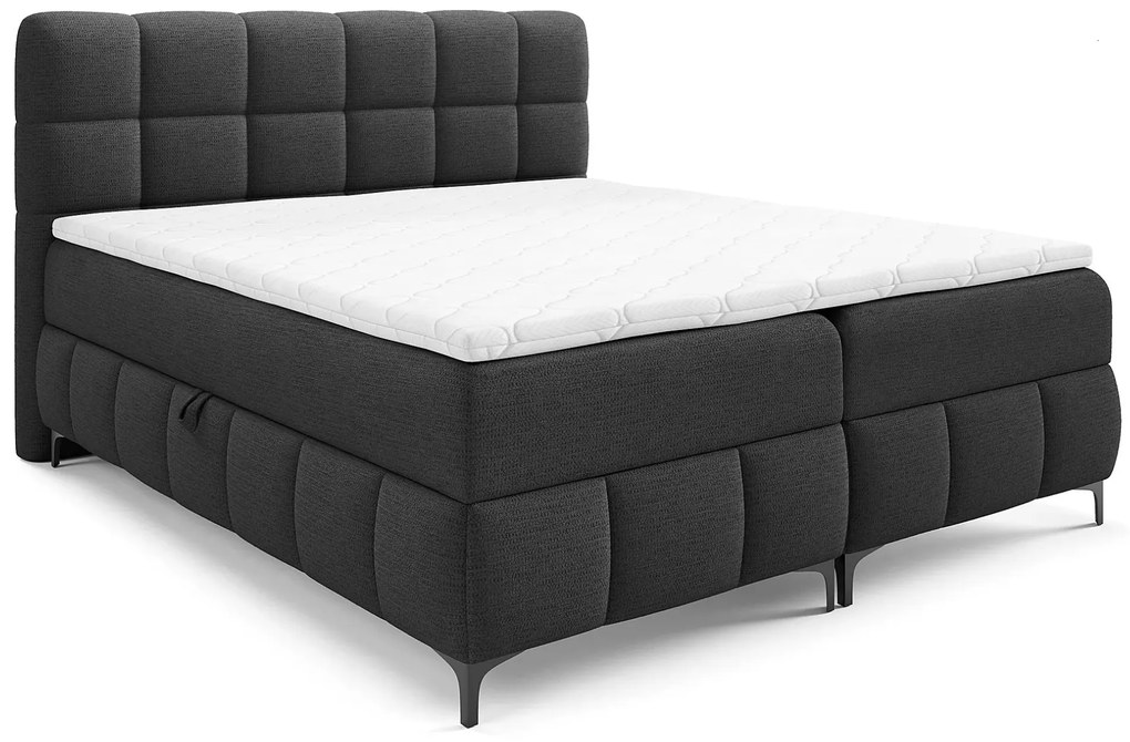 Czarne łóżko kontynentalne z pojemnikiem 5 rozmiarów N9-H77