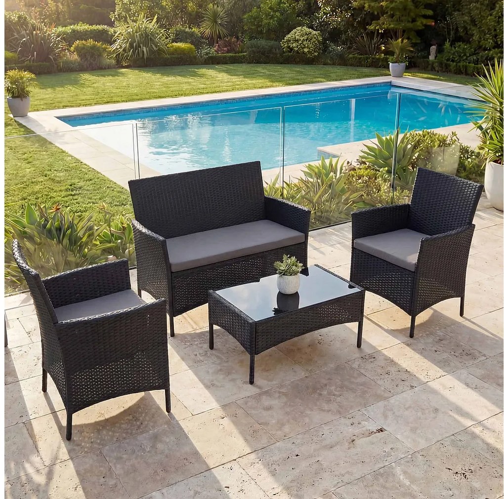 Zestaw ogrodowy Hamar (4 elementy),  antracyt, poduszki antracytowe