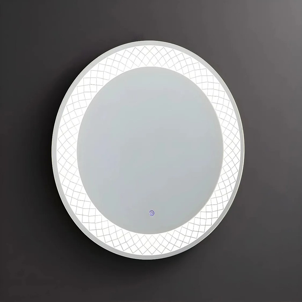 Lustro okrągłe z ramą podświetlaną LED "Aura" z aluminium cm 70x70