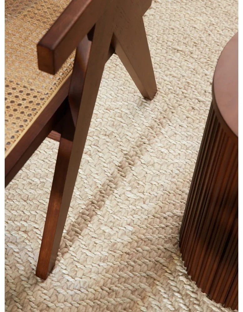 Kremowy dywan z mieszanki wełny tkany ręcznie 120x170 cm Majoli – Elle Decoration