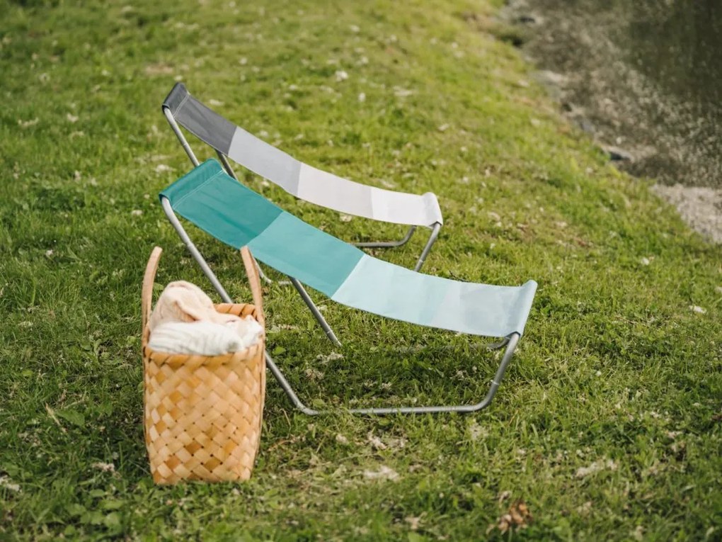 Zestaw 2 składanych leżaków plażowych SAND, zielone paski