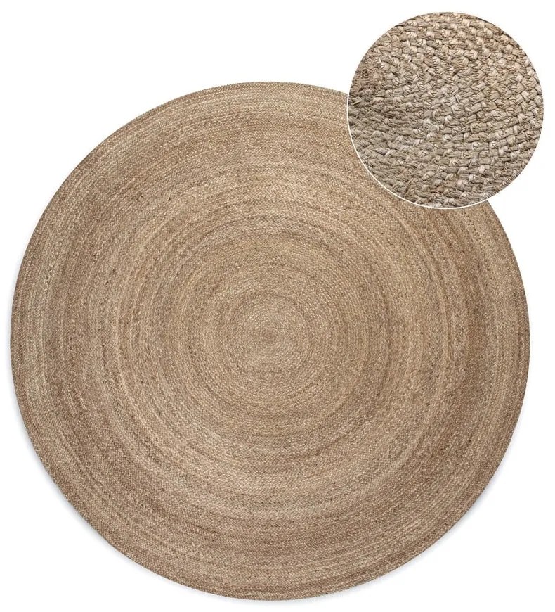 Szarobeżowy okrągły dywan z juty dwustronny ø 140 cm Braided – Hanse Home