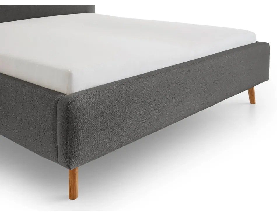 Antracytowe tapicerowane łóżko dwuosobowe ze schowkiem i stelażem 180x200 cm Mattis – Meise Möbel