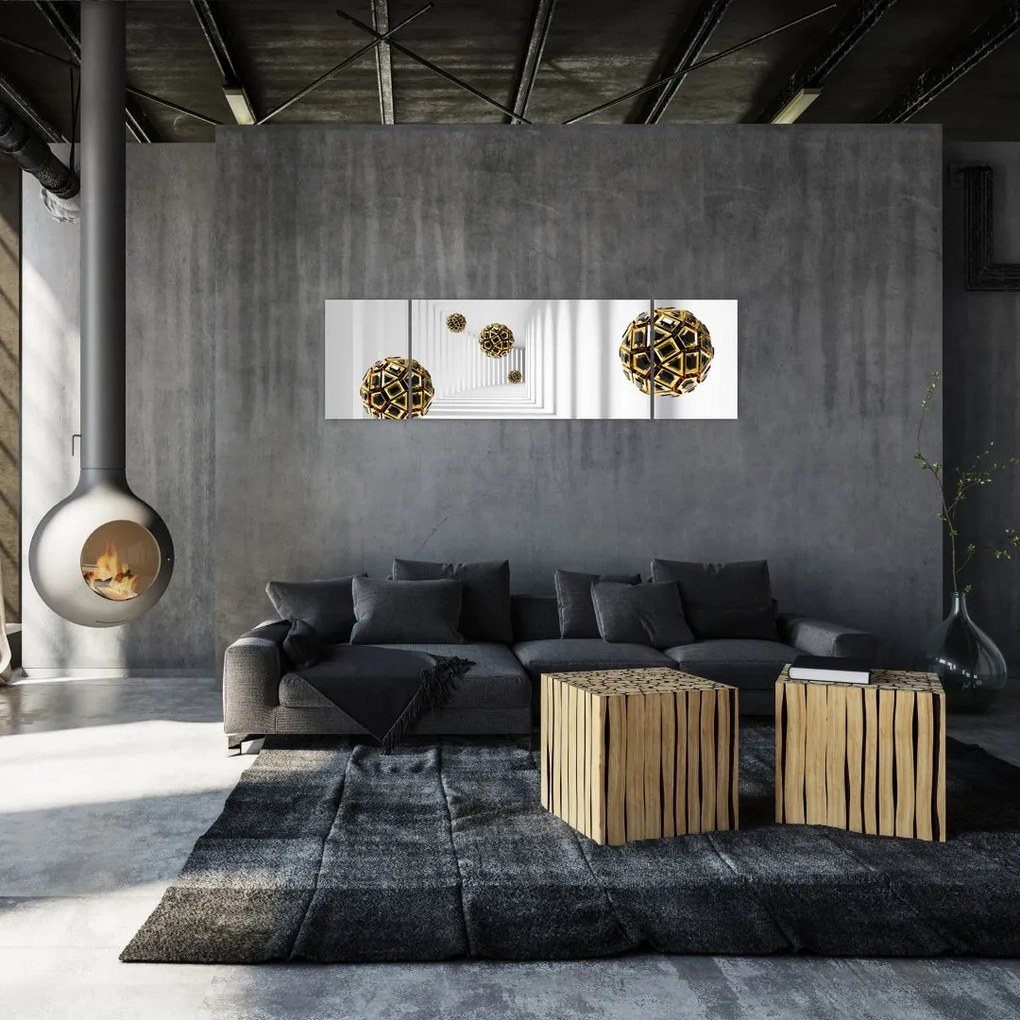 Abstrakcyjny obraz piłek do piłki nożnej (170x50 cm)