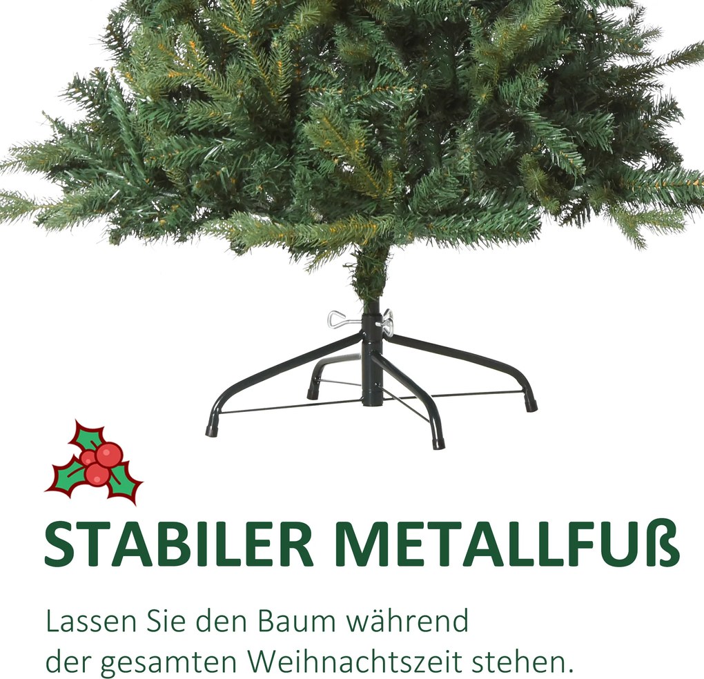 Choinka HOMCOM 1,5m, Sztuczna Tanne z 946 Gałęziami i Metalowym Stojakiem, PVC, Zielona Ø95 x 150H cm