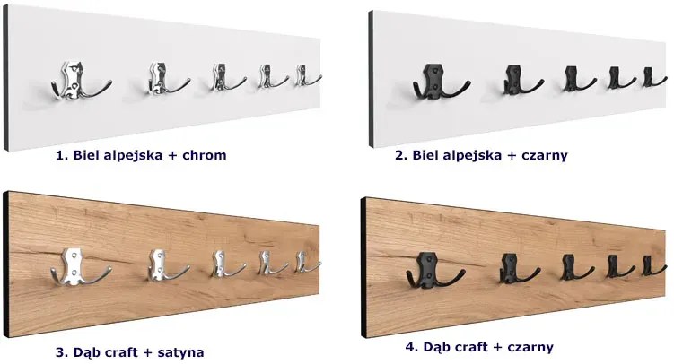 Drewniany wieszak ścienny loft dąb craft + czarny S9-R74