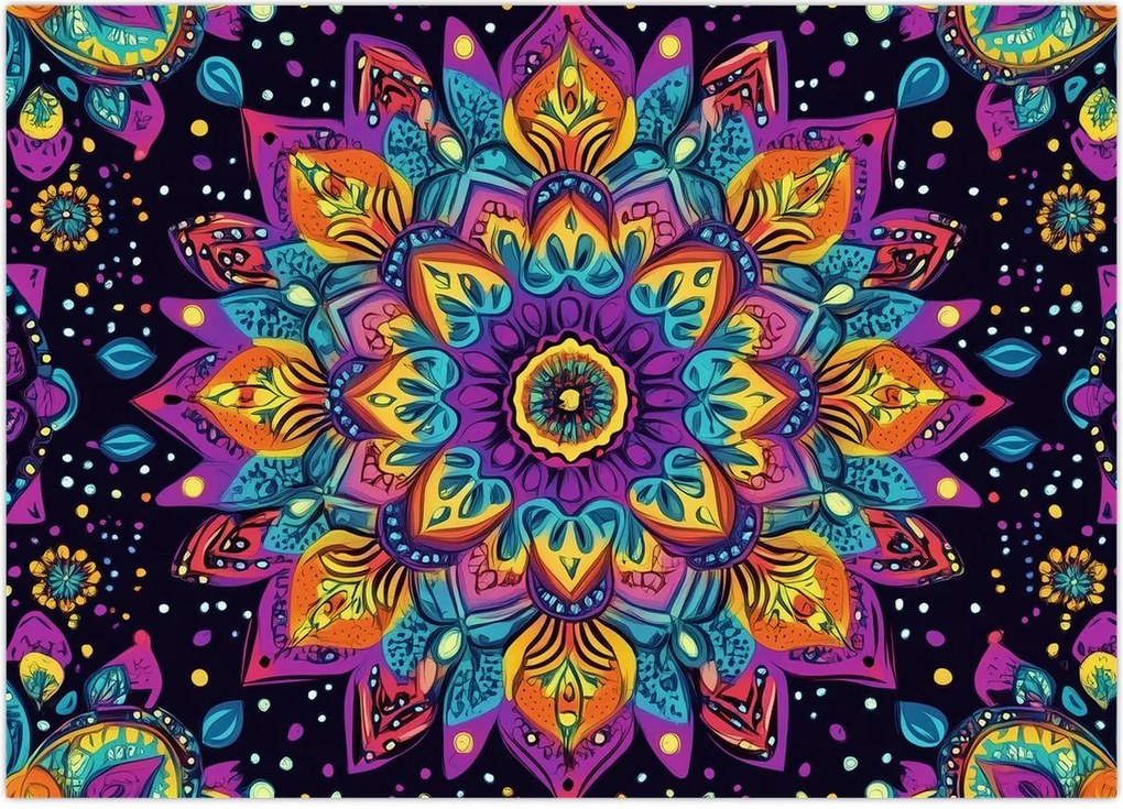 Obraz na szkle - Kalejdoskopowa mandala (70x50 cm)