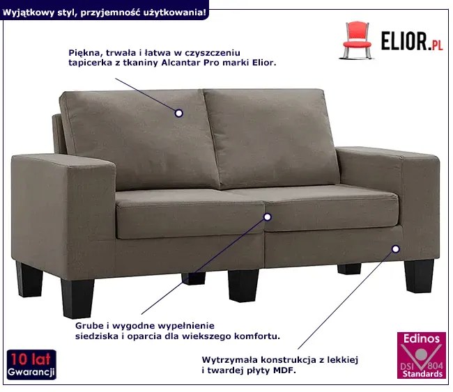 2-osobowa sofa taupe z podłokietnikami - Magnex 2Q