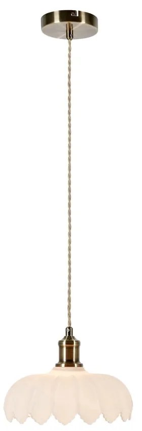 Lampa wisząca w biało-mosiężnym kolorze ze szklanym kloszem ø 25,5 cm Kurage – Markslöjd