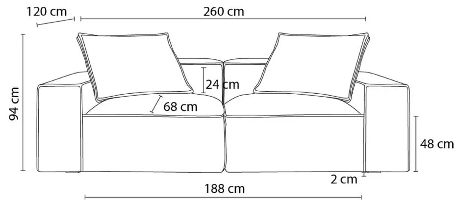 Beżowa sofa z imitacji skóry 260 cm Boheme – Bobochic Paris