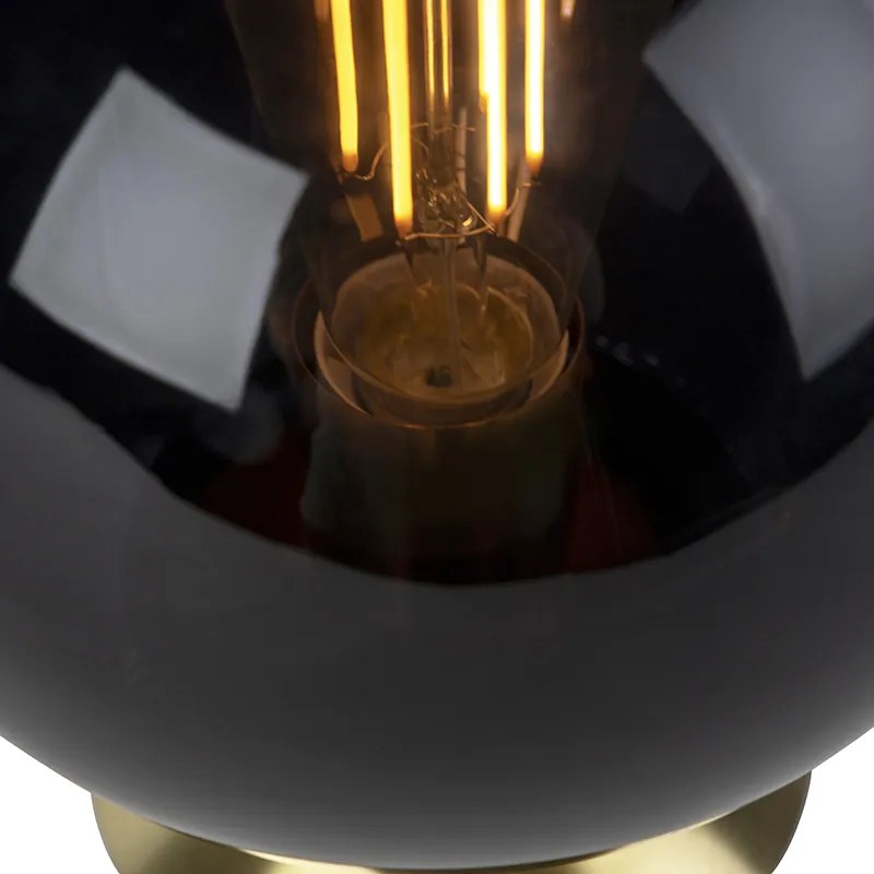 Lampa stołowa w stylu art deco mosiądz z czarnym szkłem - Pallon ArtDeco Oswietlenie wewnetrzne