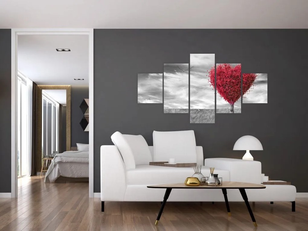 Obraz - serce z koroną drzewa (125x70 cm)