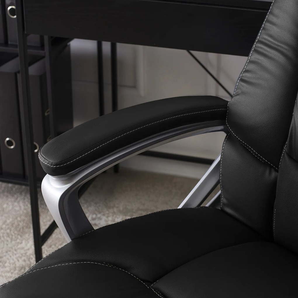 Fotel Biurowy Gabinetowy Obrotowy BRAVO Czarny Ekoskóra Nowoczesny