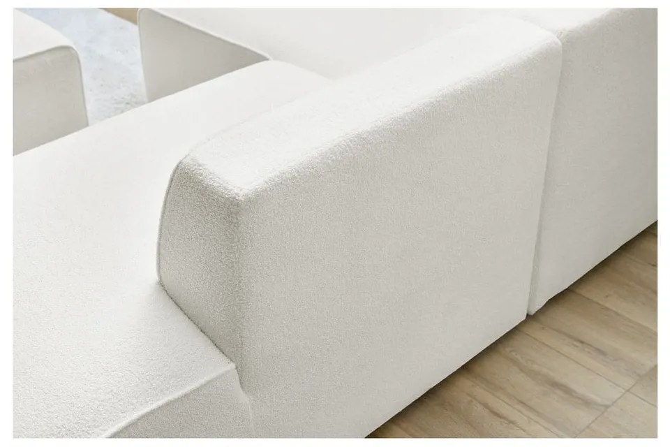 Biały narożnik modułowy z materiału bouclé (lewostronny/w kształcie litery L) Megeve – Bobochic Paris