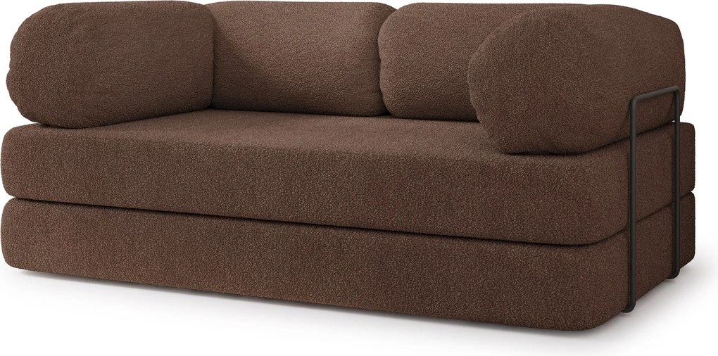 Masseno Sofa piankowa EIREN z funkcją spania, Kanapa z pianki do salonu, Bezmontażowa, Tkanina bucle – Brązowy QUELLE 25