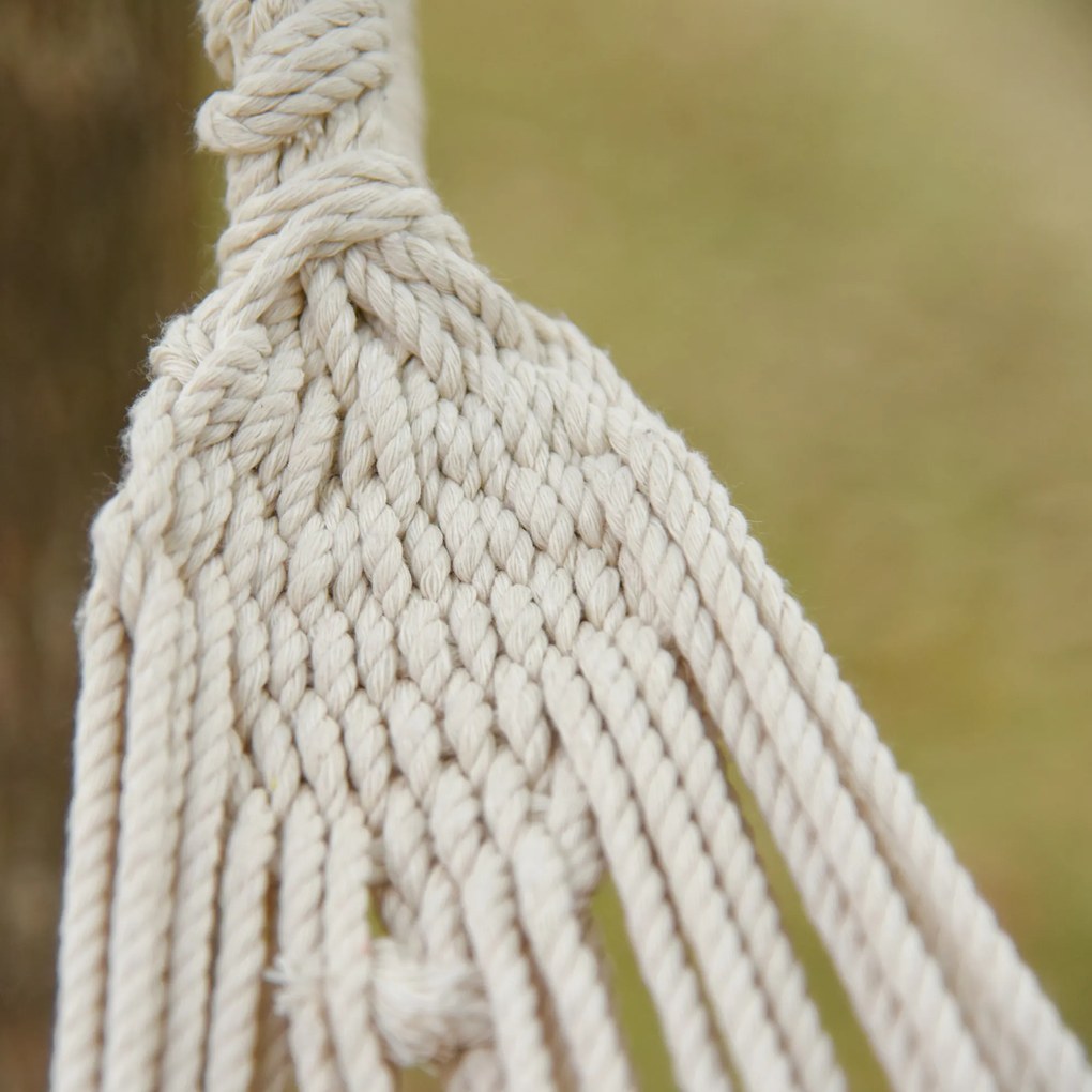 Kolorowy Hamak Outsunny z Bawełny i Poliestru z Torbą na Sprzęt, Wielobarwne Paski, 290 x 150 cm