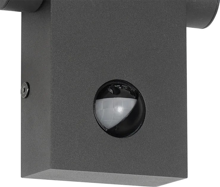 Lampa ścienna zewnętrzna antracytowa z LED IP54 z czujnikiem ruchu - Zane