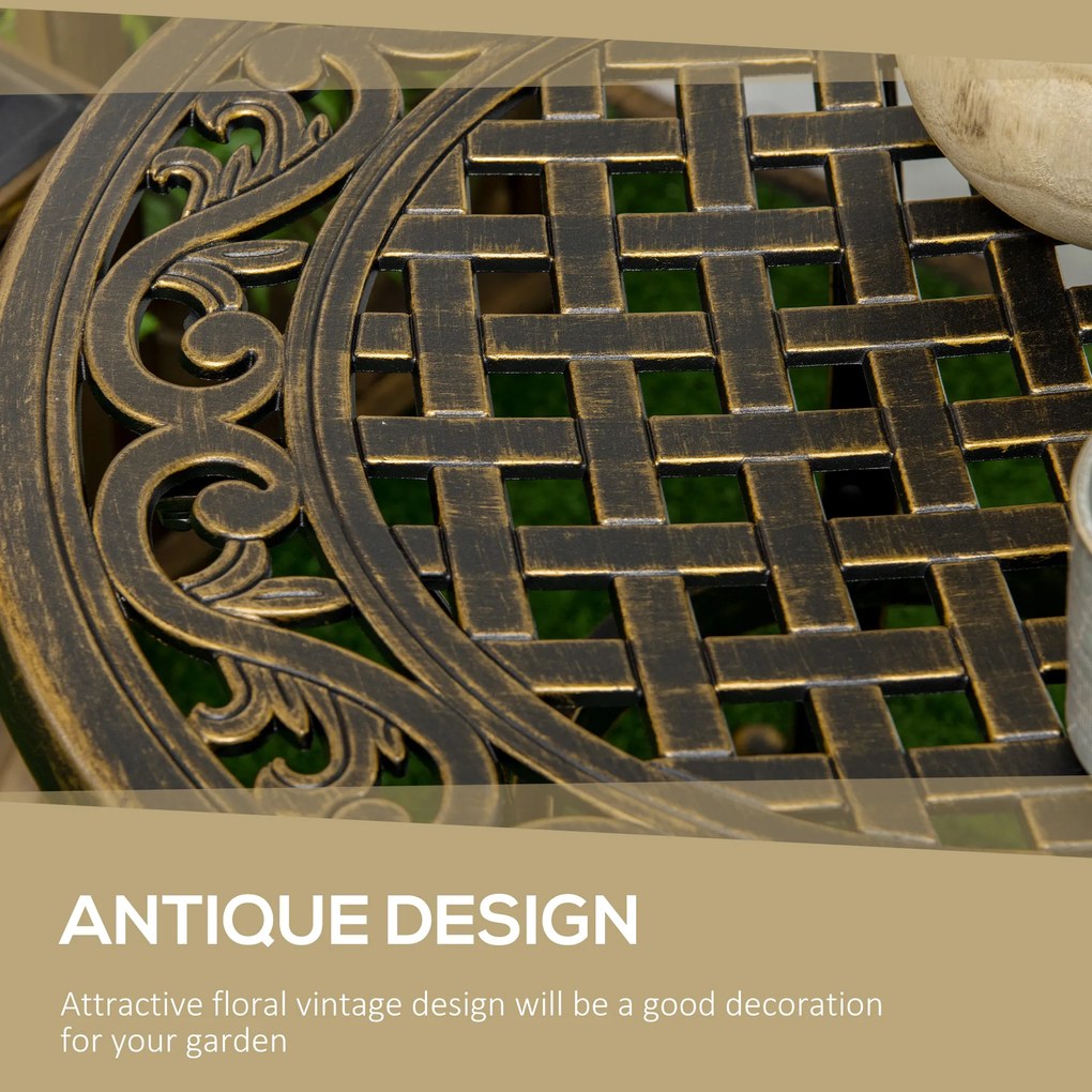 Outsunny Stolik ogrodowy, odporny na warunki pogodowe, wykonany z ramy z odlewu aluminiowego, maksymalne obciążenie 60 kg, Ø60 x 52,5 cm | Aosom PL