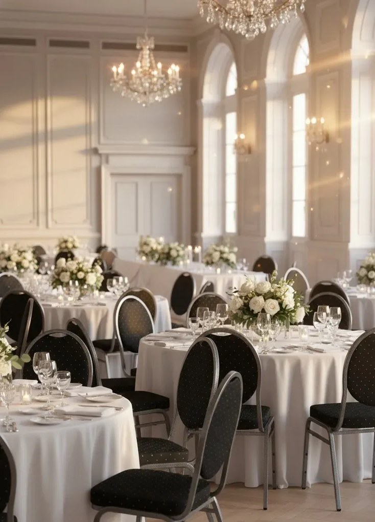 Czarne sztaplowane krzesło bankietowe N4-K05