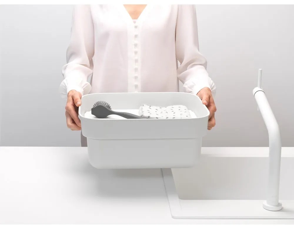 Jasnoszara plastikowa miska do mycia naczyń z ociekaczem SinkSide – Brabantia