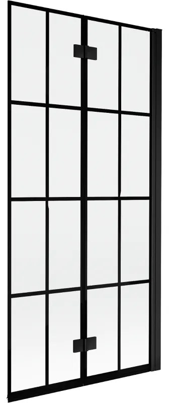 Mexen Mist parawan nawannowy 2-skrzydłowy prawy 90 x 150 cm, czarna kratka, czarny - 8A9-090-002-70-77-P
