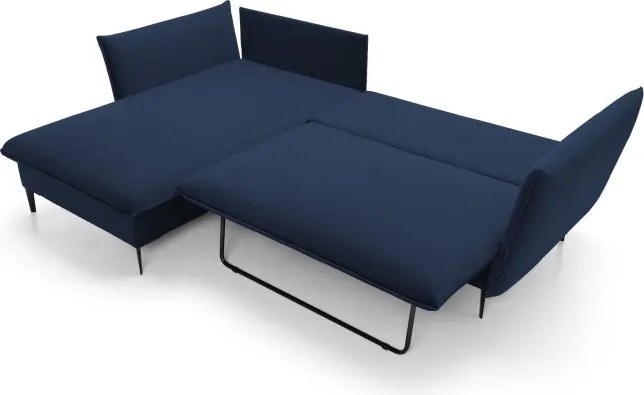 Narożnik GLOSS Lewostronny z funkcją spania, zestaw z poduszkami wolnostojący tkanina RIVIERA 96 Ciemny szary WERSAL