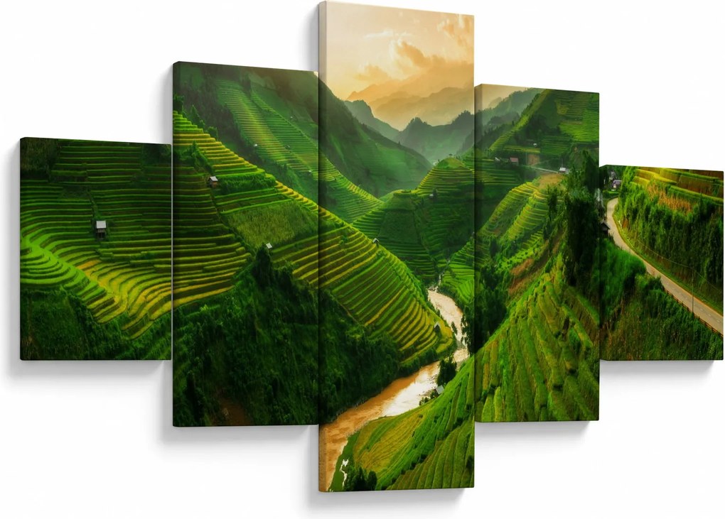 Obraz - Tarasy ryżowe Mu Cang Chai (125x70 cm)