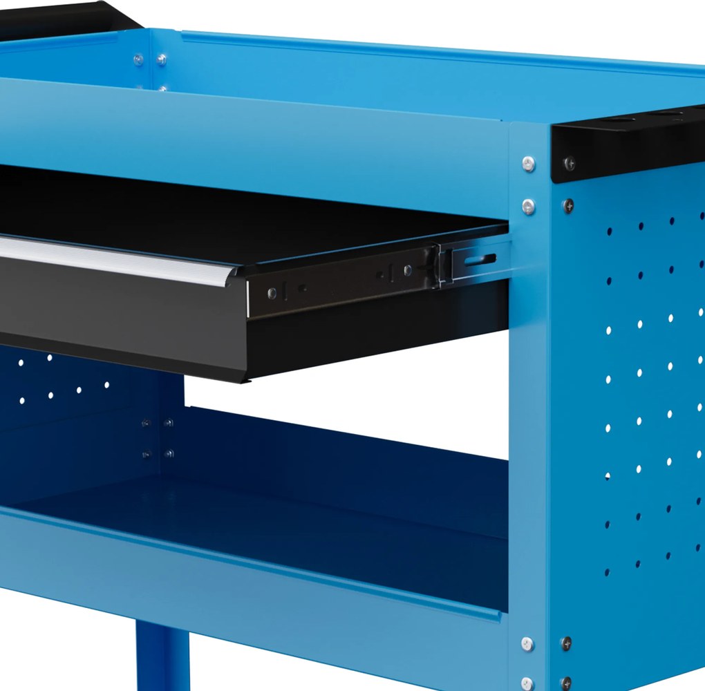 HOMCOM Skrzynka narzędziowa, wózek narzędziowy, 3 poziomy, 4 kółka, 82 cm x 35 cm x 76 cm, niebieski | Aosom PL